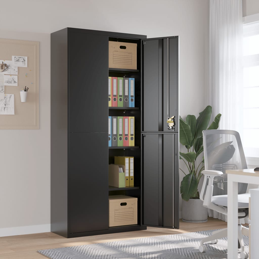 Filing Cabinet Black 90x40x200 cm Steel
