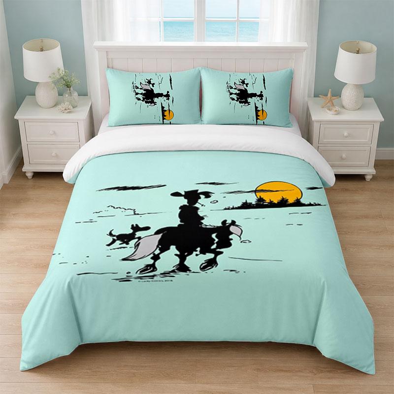 Lucky Luke Bedroom 3Pcs Bedding Set Soft Bed Sheet Pillowcases Home Bedding Decoration