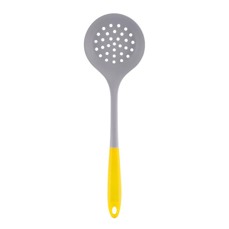 Silicone Kitchenware Set: Non-stick Spatula, Salad Spoon, Slotted Spoon, Rice Spoon, Flour Scoop, Strainer