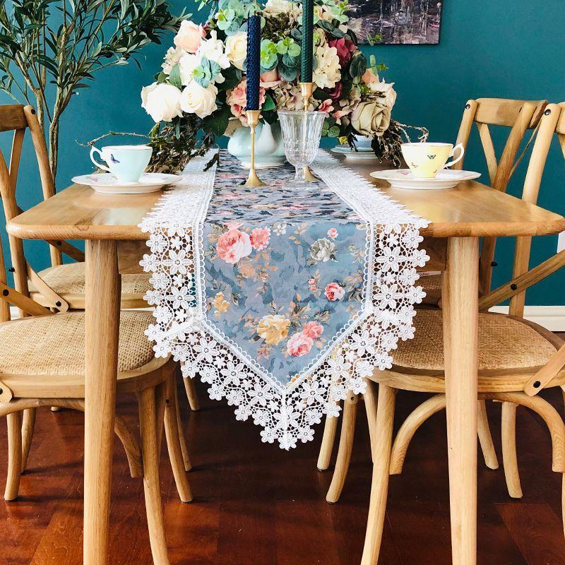 American Jacquard Fabric Tea Table Flag Lace Lace Dining Table Flag Tablecloth Chest TV Cabinet Long Towel Cloth Tassel