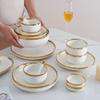 European White Gold Side Tableware Rice Bowl Plate Fruit Salad Bowl Deep Dish Kitchen Tableware Wedding Decoration Plate