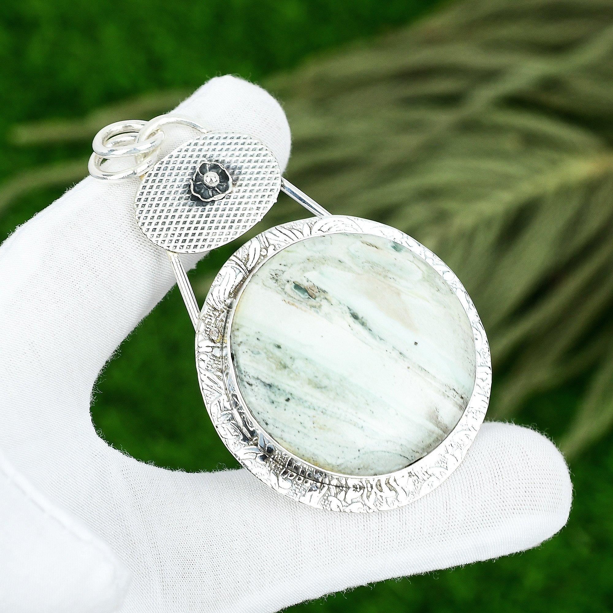 

Mothers day Deal Natural Blue Rhodochrosite Bezel Pendant 925 Sterling Silver