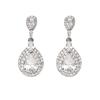 Elegant Long Teardrop Zirconia Dangle Earrings for Evening Wear and Brides