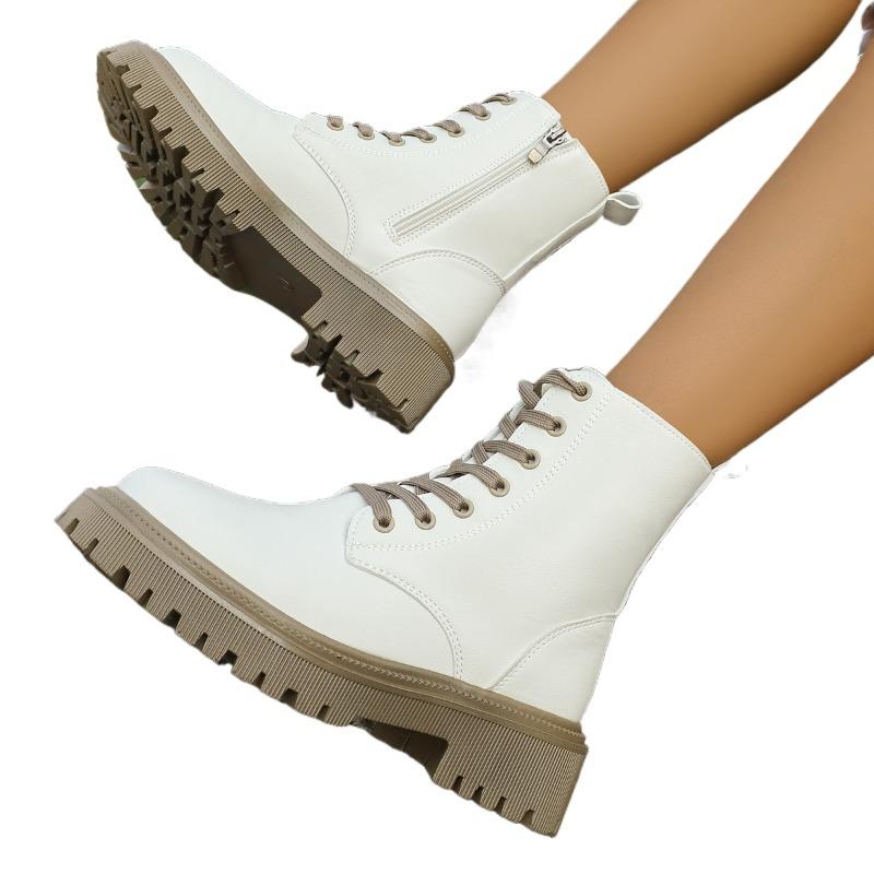 Moda Platforma Damskie Sznurowane Krótkie Botki 2025 Zima Nowe Buty Klasyczne Casualowe Sneakersy Modne Botki do Kostki Sportowe Zapatillas De Mujer