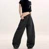 Womens Vintage Plaid Wide Leg Trousers Pleated Loose Fit Dress Pants Casual Wear