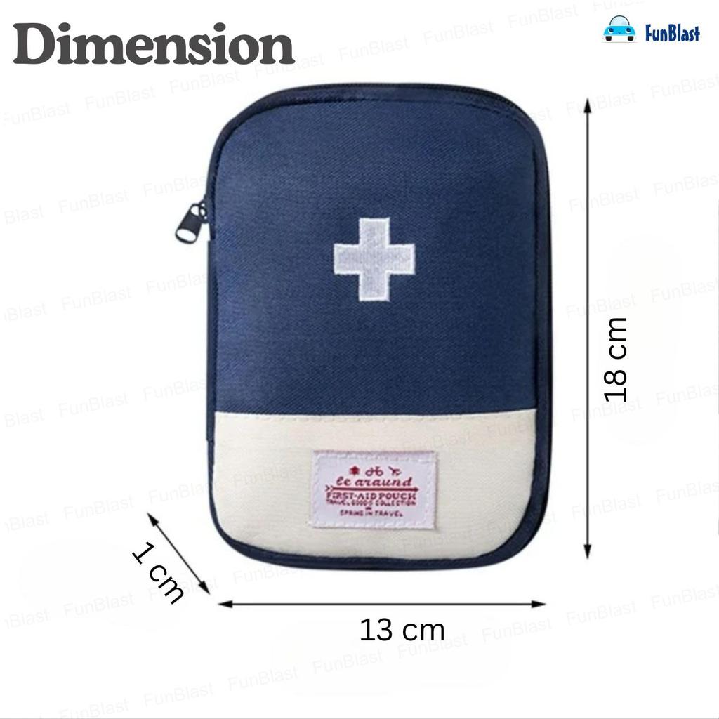 FunBlast First Aid Pouch – Mini Portable Medicine Bag for Travel, Medicine Storage Bag, Pill Organizer, Zippered Medicines Bag for School, Travel