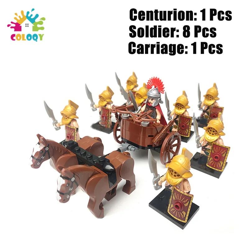 Kids Toys Roman Legion Building Blocks Medieval Knight Warhorse Cavalry Soldiers Figures Toys For Kids Christmas Gifts