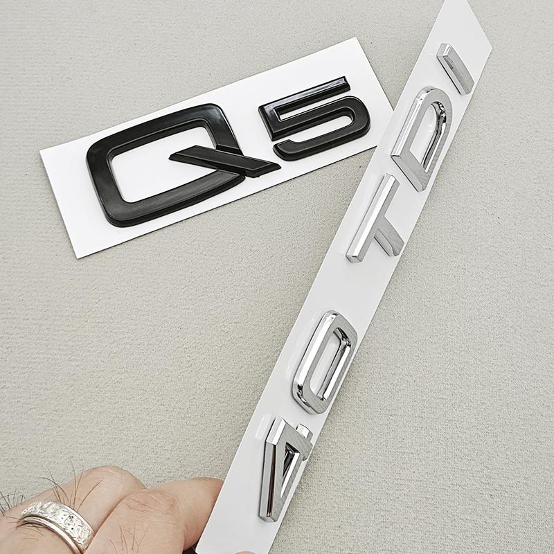 3D ABS Car Letters Logo Q5 40 TDI Logo Rear Trunk Badge Emblem Decals For Audi Q5 Q3 Q7 A4 A5 A6 A7 Auto Exterior Accessories