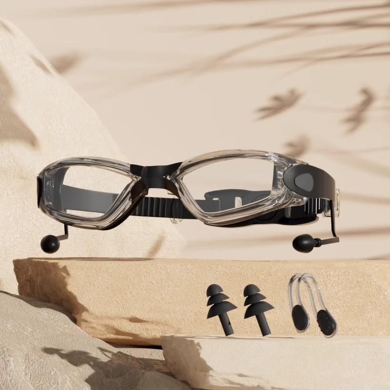 

Waterproof Antifog Swimming Goggles For Adults With Pc Lenses And Silicone Strap Transparency Black