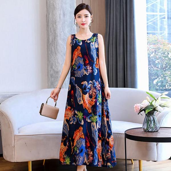 Stijlvolle en comfortabele spaghettibandjes katoenen jurk met bloemenprint voor dames in de zomer