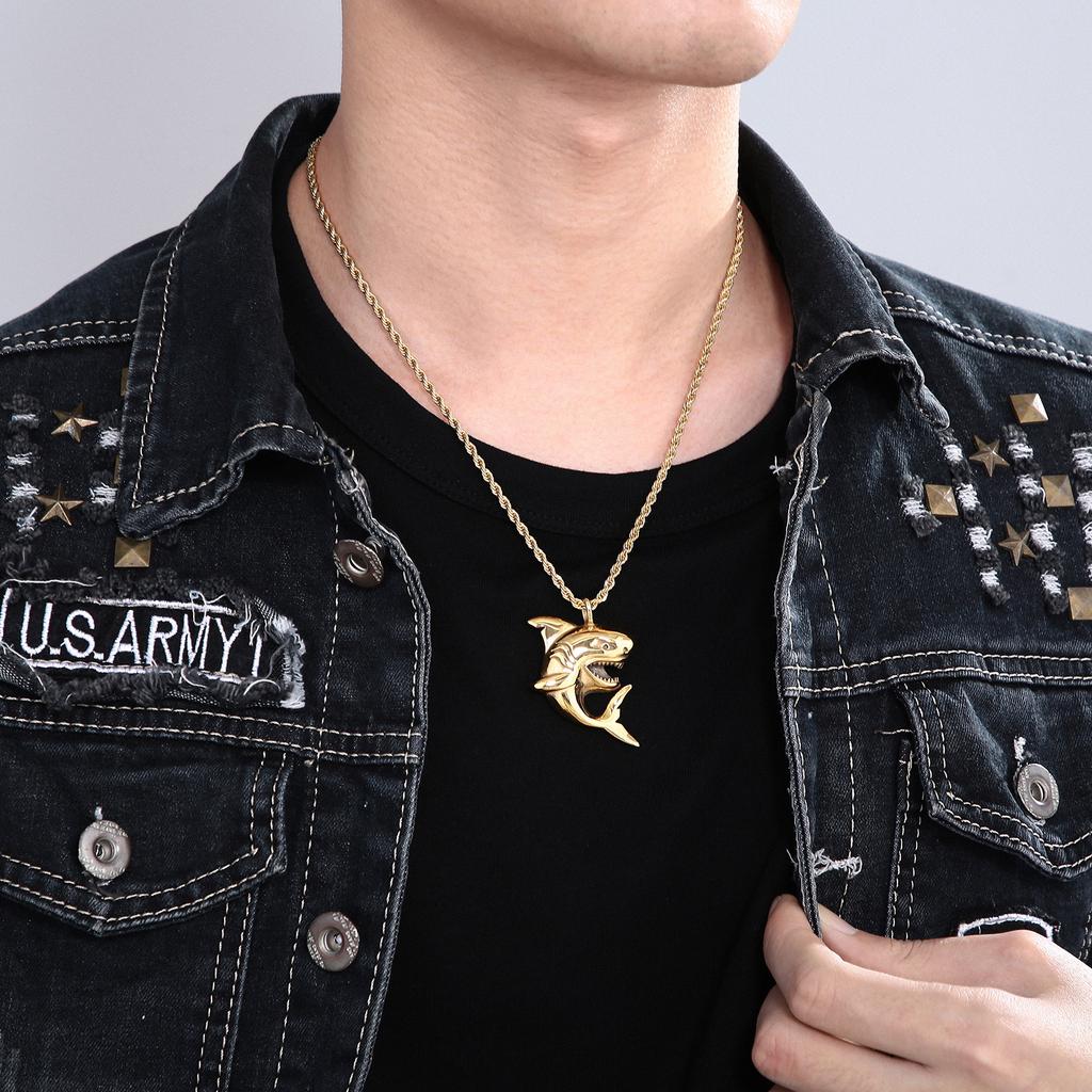Kalen Stainless Steel Shark Pendant Necklace for Men High Quality Charm Women's Choker Trend Jewelry  3 Color Souvenir Gifts