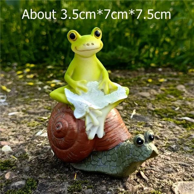 Funny Explorer Frog Miniature Rustic Resin Joyride Snail Figurine Bird Bonsai Decor Micro Landscape Fairy Garden Ornament Turtle