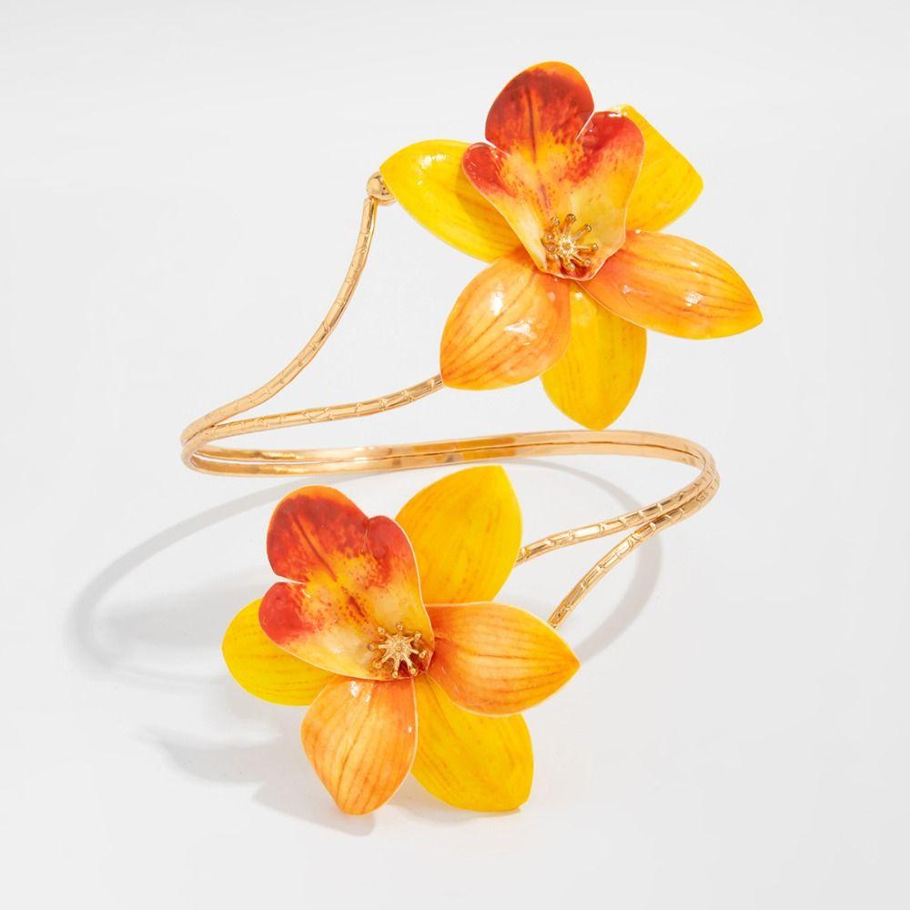 Exquisite Open Arm Bangle Egg Flower Armband Fairy Armlet  Hand Jewelry