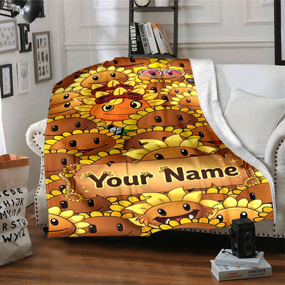 Plants vs. Pătură cu text personalizabil cu zombi Pătură multifuncțională personalizabilă Moale Caldă Confortabilă Potrivită pentru Lenjerie de pat Pat Picnicuri Malul mării Pentru Toate Ocaziile