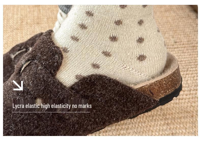 Women's Retro Polka Dot Mid-Calf Cashmere Socks - Warm & Thickened for Autumn/Winter