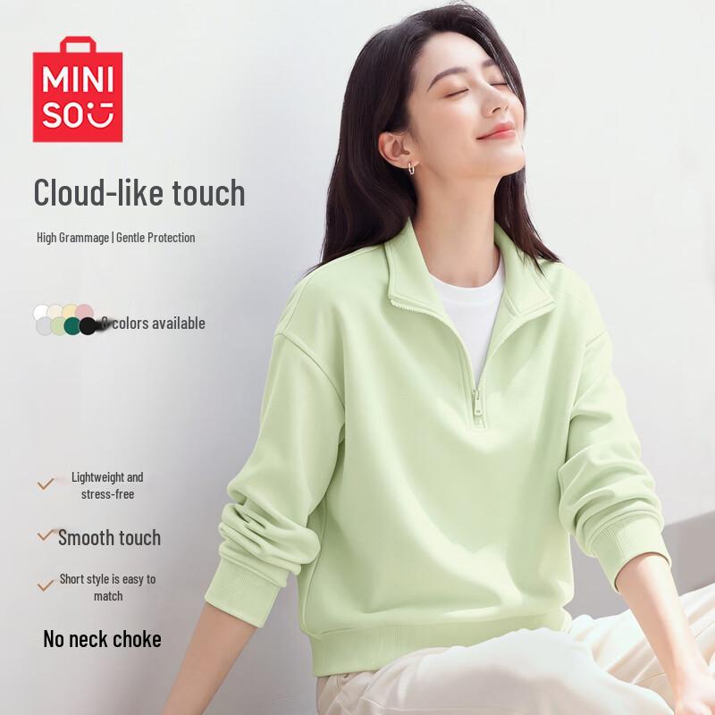 MINISO Women's 2026 New Half-Zip Cropped Sweatshirt