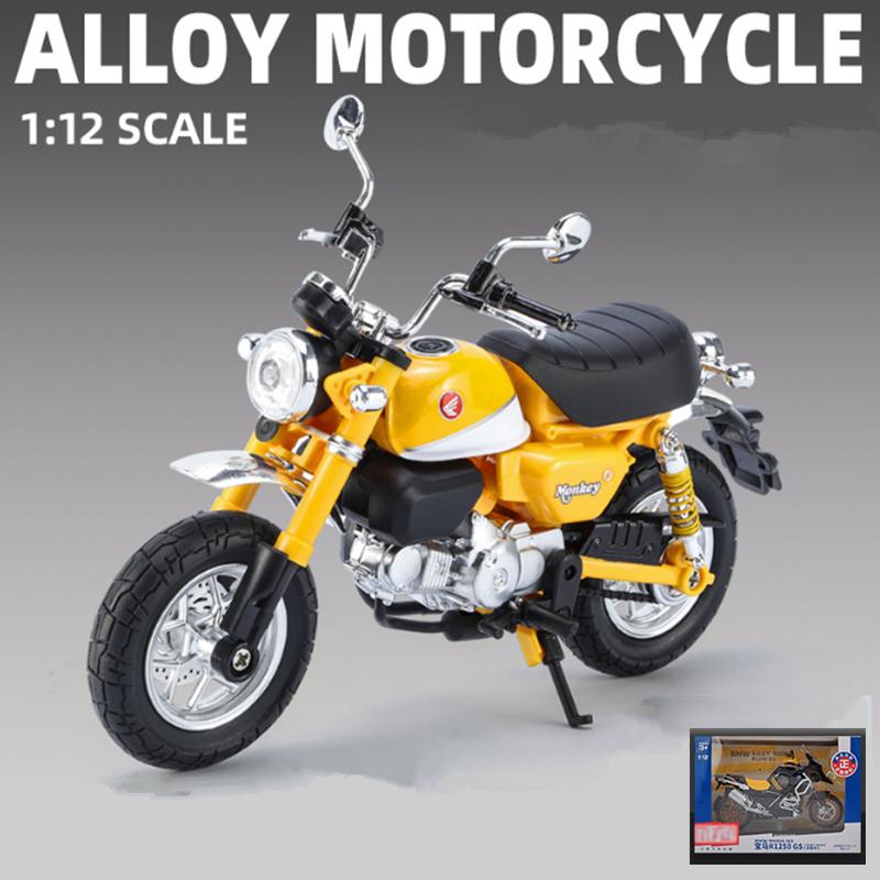 1/12 Honda Monkey 125 Alloy Sports Motorcycle Model Diecast Street Racing Motorcycle Model Simulation Sound Light Kids Toys Gift