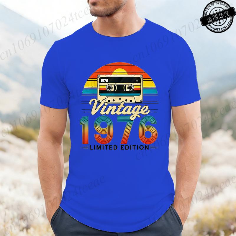 Vintage Born In 1976 Retro 50th Birthday Tshirt Unisex Unisex Funny Y2k Clothes Street Fashion Graphic T Shirts 50 Years Old Gifts
