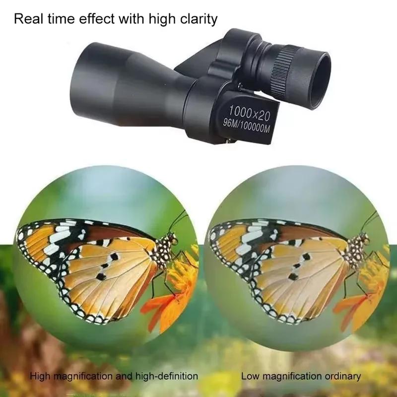 1000x20 High Magnification Portable Mini Monocular Telescope - HD Zoom Optics Waterproof for Outdoor Hunting Camping Fishing