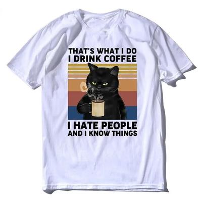 Funny  That's What I Do I Drink Coffee I Hate People Vintage Summer Men's T-Shirt Humor Women Clothing Tops Tee