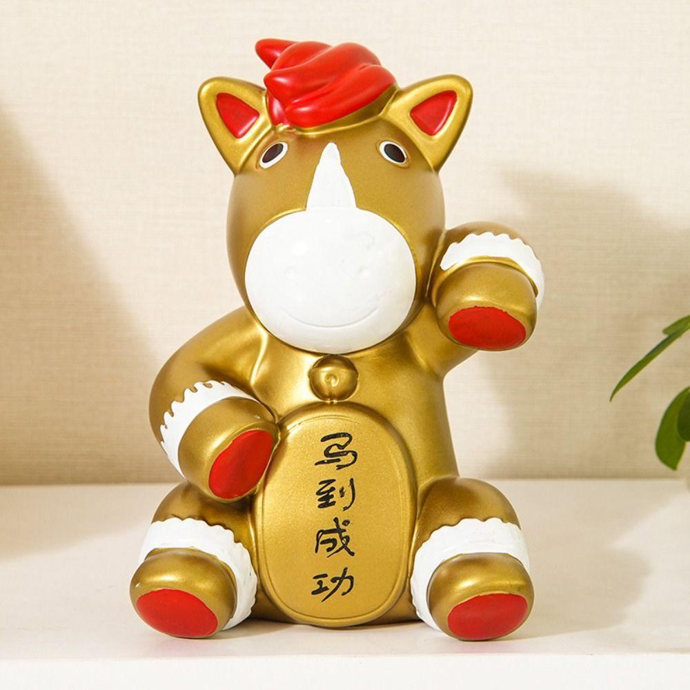 Practical Animal Horse Piggy Bank Zodiac Theme Gold Coin Saving Box Good Luck Decorative Horse Money Jar Festive Occasions
