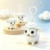 Cute White Lamb Pull String Keychain Movable Ears Lightweight Plush Bag Hanger Decor Fun Birthday Gifts for Boys Girls Kids