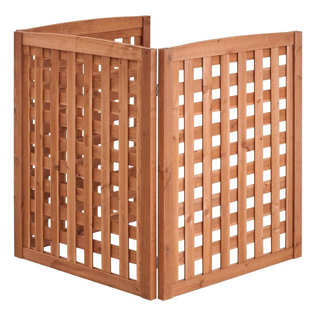 Wooden Privacy Fence, 810 X 960 Mm Air Conditioner Fence, 3 Panel Solid Outdoor Wood Privacy Screen with Adjustable Angle, Hinge-Reinforced Structure,