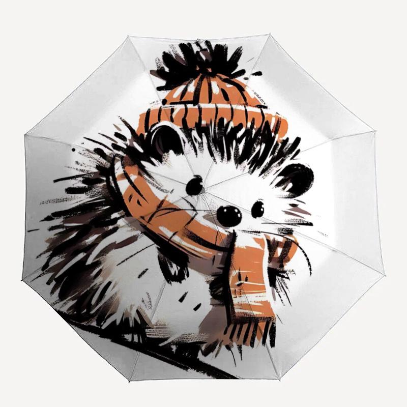 1pc Hedgehog Winter Automatic Open/close Umbrella, 8-Rib Sturdy Structure, Auto Folding/Opening, Portable Travel Umbrella for Women, Parties C41
