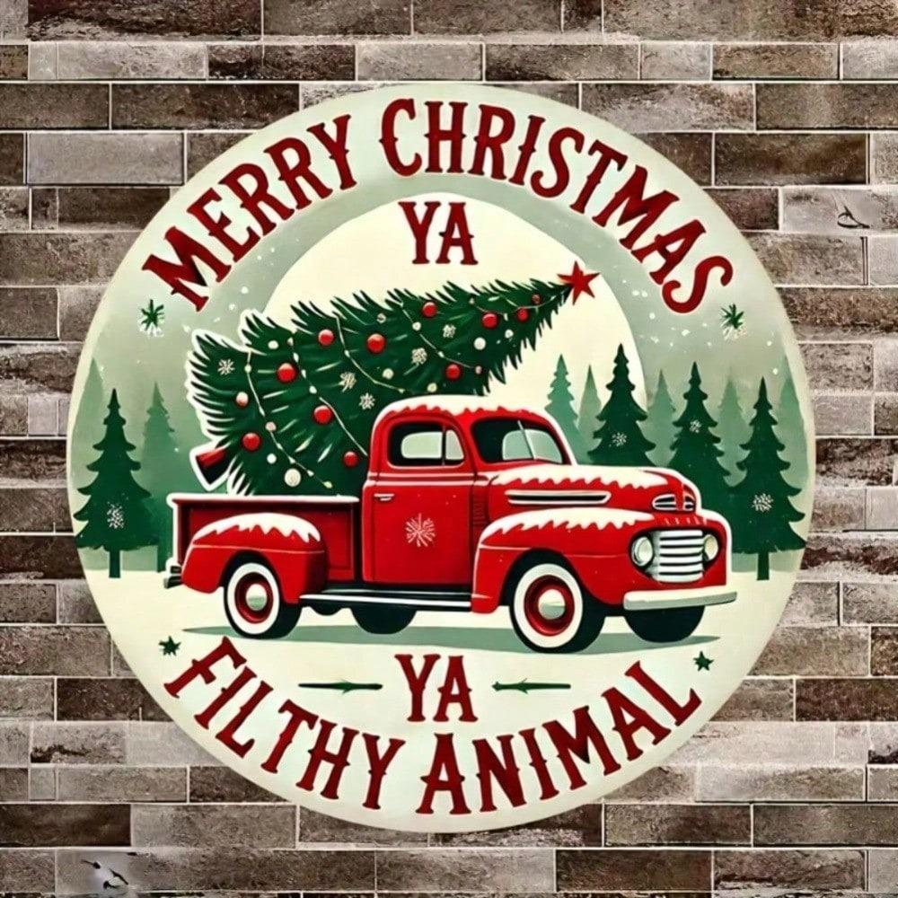 Cartello Metallica Vintage Camion di Natale Segno di Latta Rustico Decorazione Murale Festiva Decorazione per la Casa