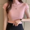Womens Slim Fit Half Turtleneck Sleeveless Knit Top Lightweight Chiffon-Feel Sweater Vest Early