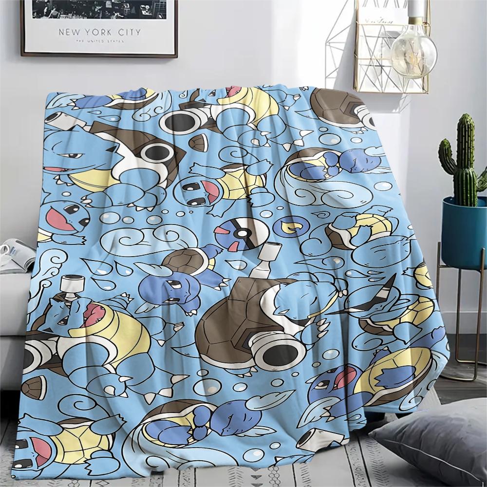 Pokemon Rocket Turtle Print Flannel Blanket,High Quality Comfortable for All Seasons,Home Decor,Warmth and Comfort,Perfect for Christmas Gifts