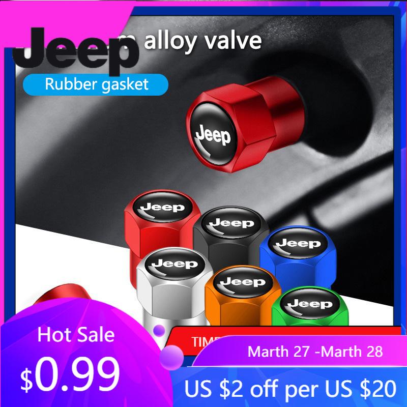 For Jeep 4pcs Metal Car Wheel Tire Valve Air Stem Cap Cover For Jeep Wrangler Grand Cherokee Compass Renegade Liberty Gladiat