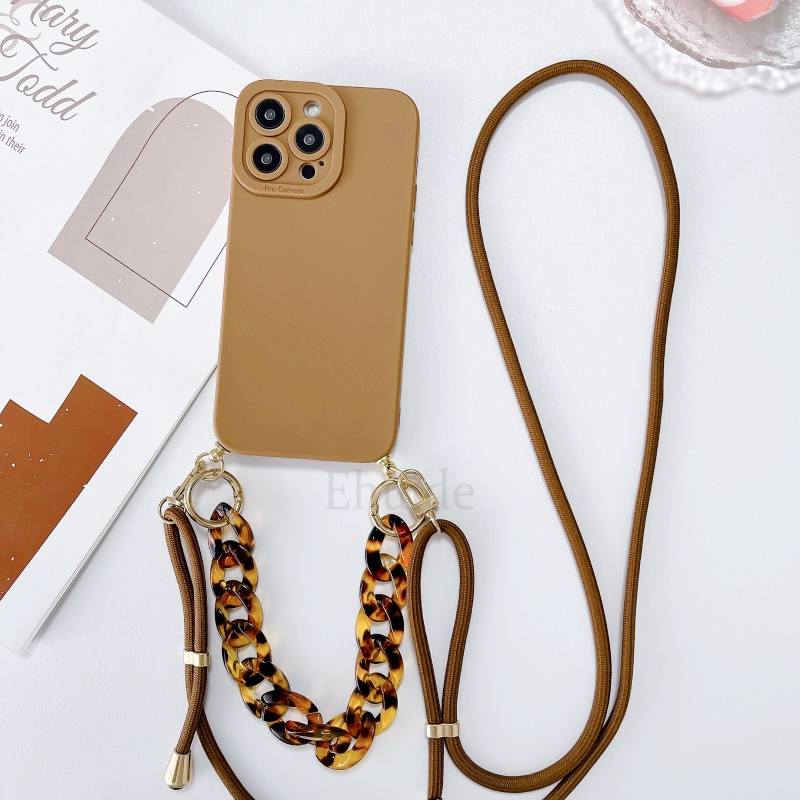 Marble Chain Case For OPPO Find X5 Lite X8 Pro Realme 12 C65 C67 C63 Reno 12F 11F 10 Crossbody Strap Lanyard Bracelet Soft Cover