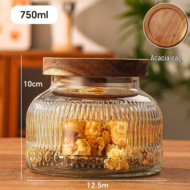 Glass Food Storage Jar with Acacia Wood Lid