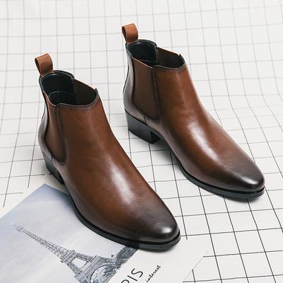 Men's Pointed High Top Leather Shoes Fashionable Minimalist Style Office Outdoor Leisure Business Party Men's Quality Boots