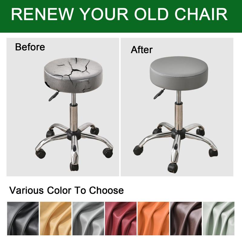 Waterproof PU Leather Seat Cover Dustproof Round Universal Chair Cover Barber Bar Stool Home Restaurant Furniture Protector