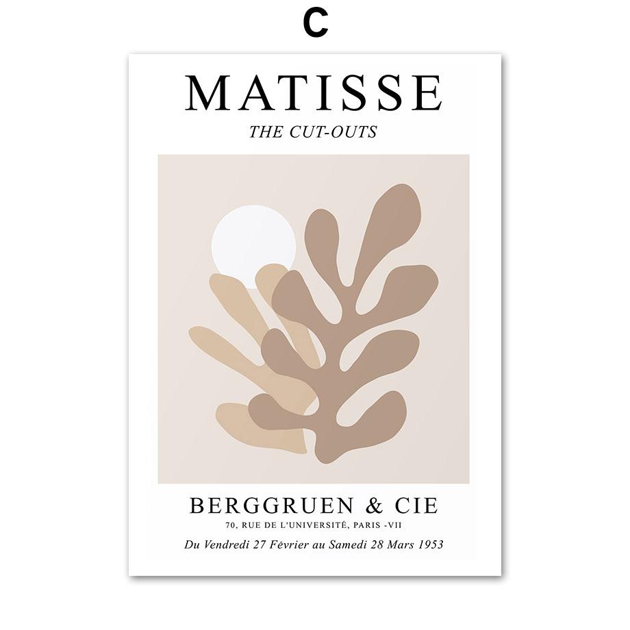Matisse Figures Painting Leaves Lines Beige Abstract Poster Nordic Wall Art Print Vintage Canvas Pictures For Living Room Decor