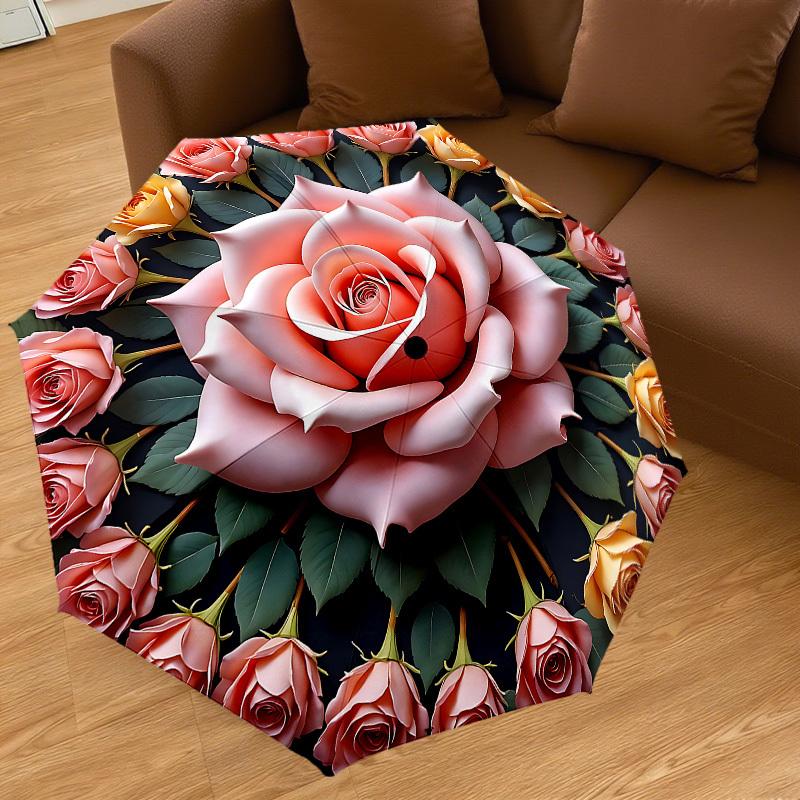 1PC Rose Floral Umbrella-8-Rib Reinforced, Automatic Open, Lightweight & Durable, Cute Fashion Accessory for Outdoor-P98
