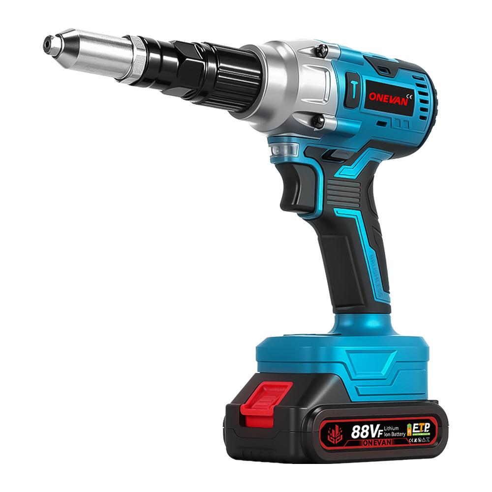 ONEVAN Brushless Electric Rivet Gun Cordless LED Rivet Nut Gun Drill Insert Automatic Riveting Tool For Makita 18V Battery Pin