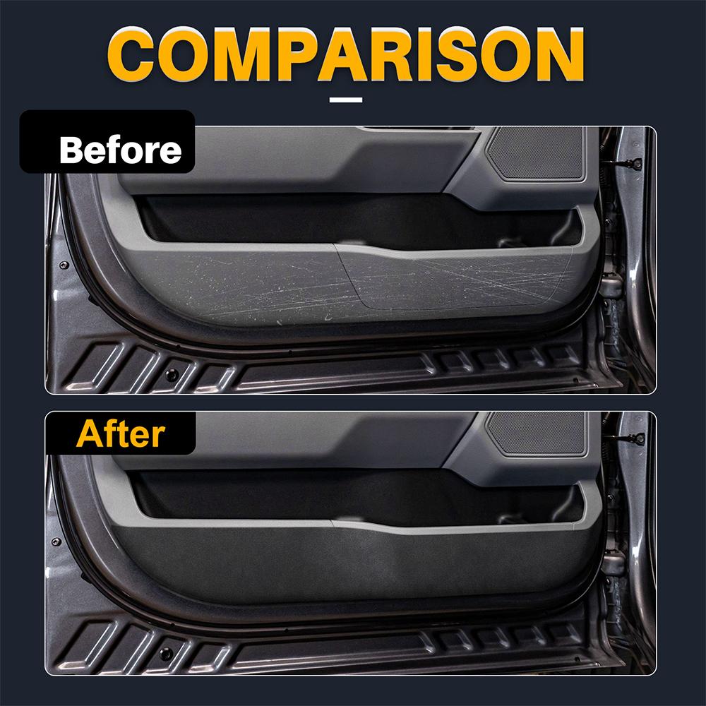 Door Anti-Kick Pad For Ford F-150 2021 2022 2023 2024 2025 LHD RHD Car Leather Carbon Mat Trim Accessories