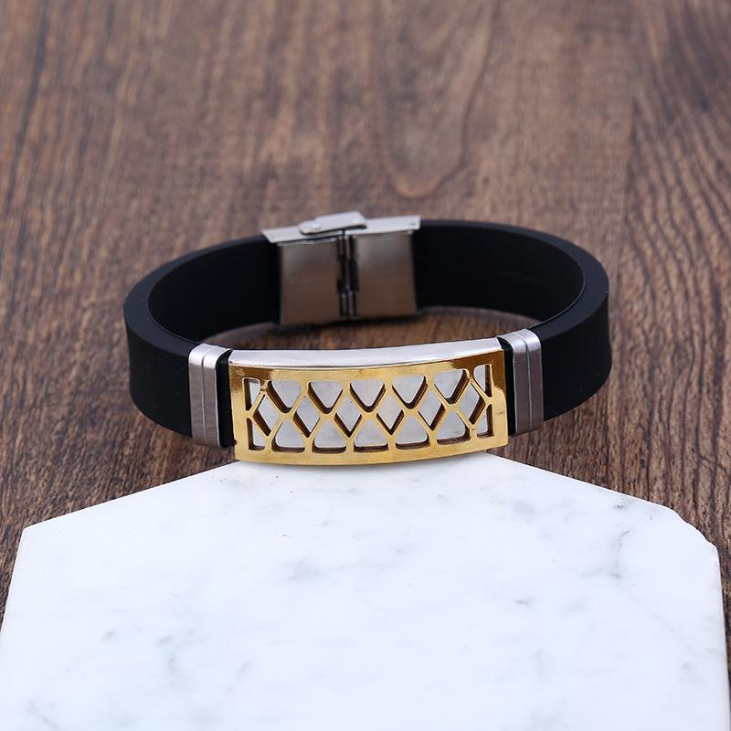 Fashion Stainless Steel Silicone Bracelet Bracelet Men'S Domineering Titanium Steel Silicone Wristband Bracelet