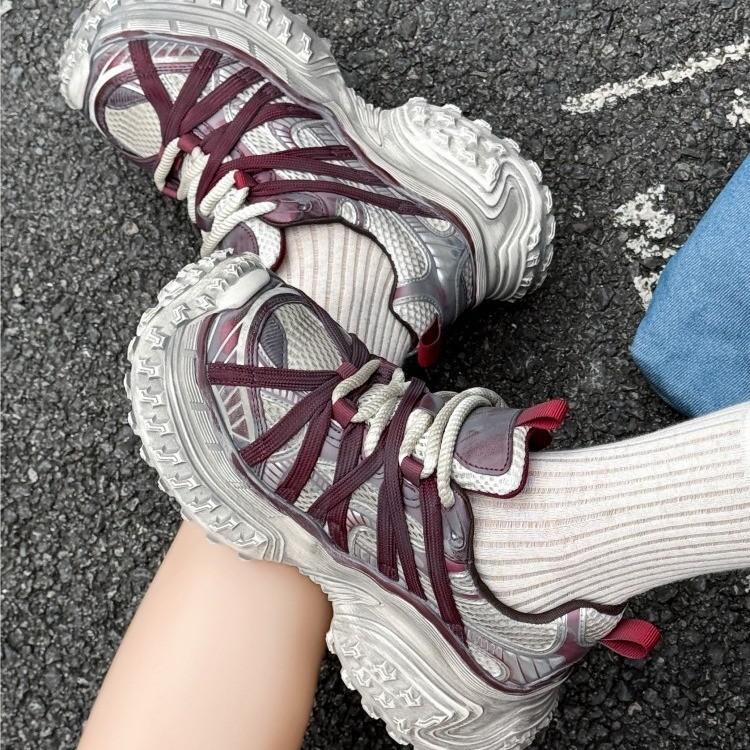 

Bajia Spider Daddy Shoes Women s Soft Leather Retro Old Dirty Tire Durian Platform Casual Sneakers Tide 40