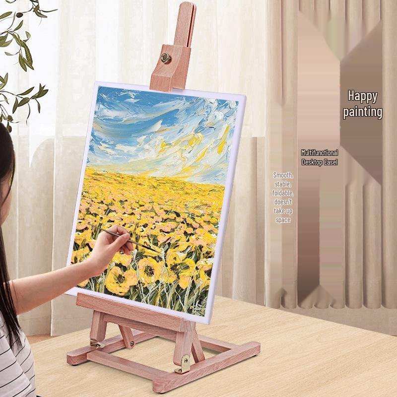 Children's Adjustable Solid Wood Desktop Easel for Oil Painting