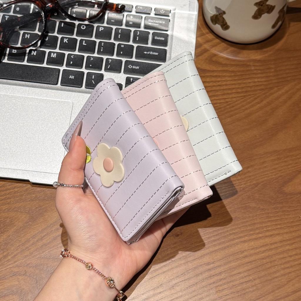 Korean version cute little fresh flower short wallet multi-card card bag multi-function certificate storage bag portable wallet