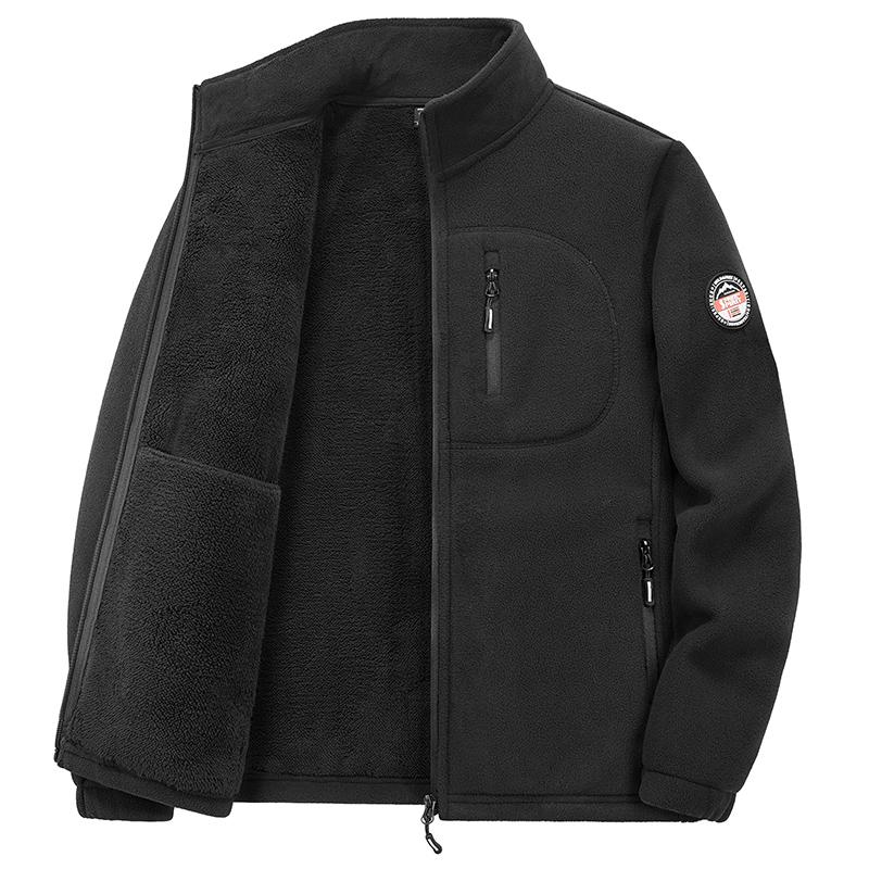 

Autumn and Winter Lamb Fleece Men s Coat with Thick Fleece Fleece Cardigan Sweatshirt, Middle-aged and Young Outdoor Fleece Jacket M чорний