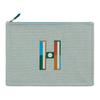 Corner Letter Logo Cotton Storage Clutch Large Women Clutch Teal Pebble-Grey H103753M05