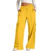 Women's Casual Fashion Solid Color Elastic Waist Drawstring Workwear Wide Leg Pants With Pockets