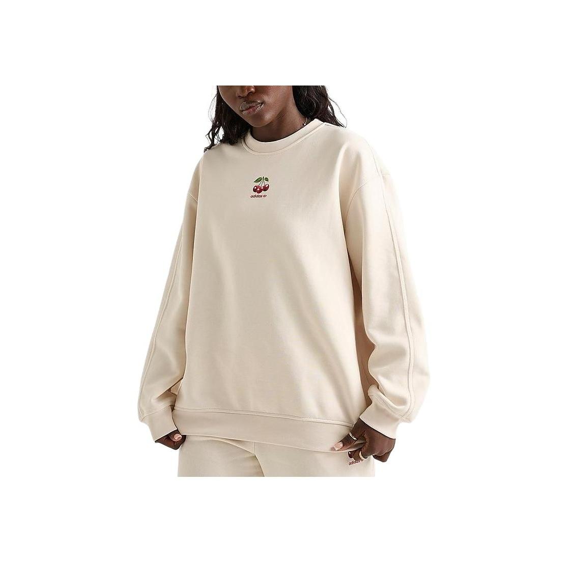 

Adidas Оригинальный свитшот оверсайз Originals Ss25 из серии Cherry, модный свитшот с длинным рукавом, женский свитшот цвета экрю KC3004 S