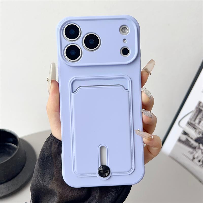 Candy Color Card Slot Holder Wallet Soft Case For iPhone 17 Air 16 15 14 Plus 13 12 11 17 Pro Max Shockproof Silicone Back Cover