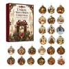 Winter Holiday Party Favors Christmas Advent Calendar, Acrylic 2D Flat Crystal Ball Pendants with Lanyard, Atmosphere Decorations 24 Day Tree Hanging
